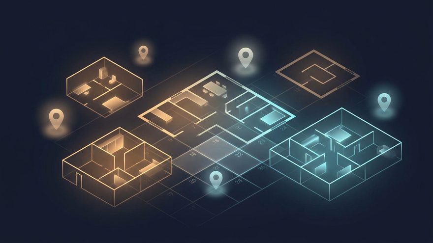 Abstract illustration representing a venue booking marketplace